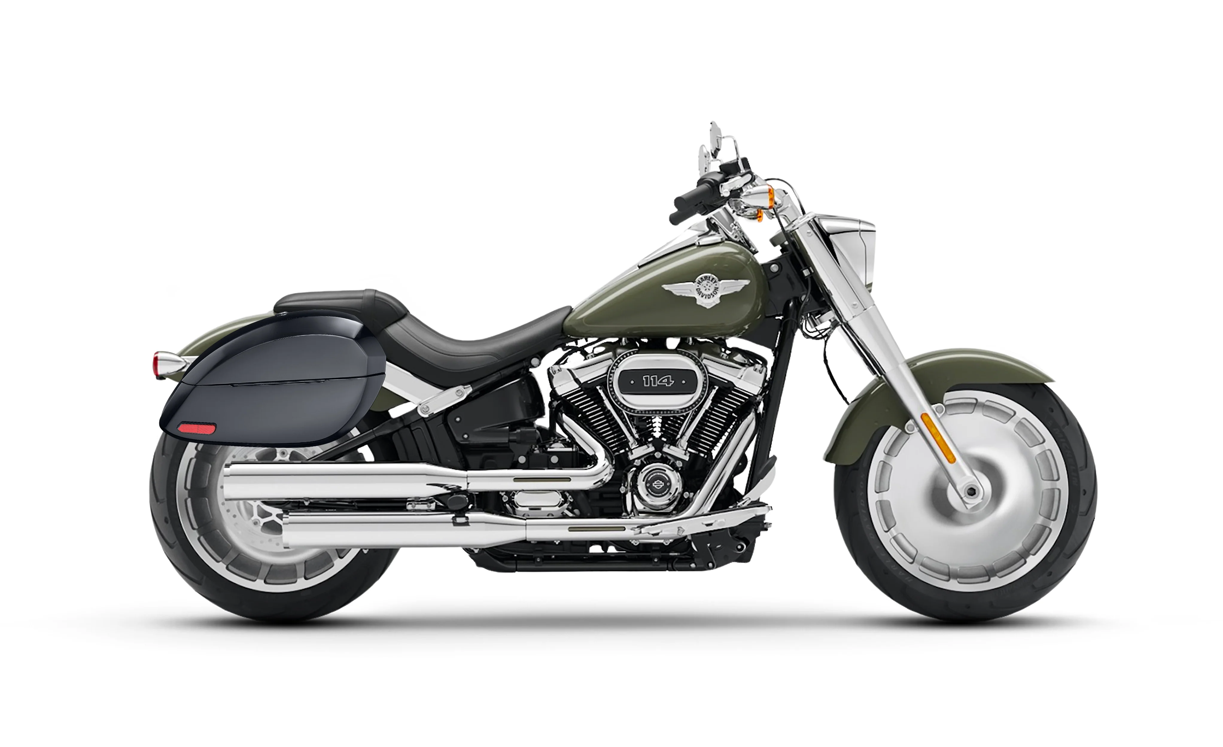 28L - Phantom Large Painted Motorcycle Hard Saddlebags For Harley Softail Fat Boy FLFB/S - Image 2