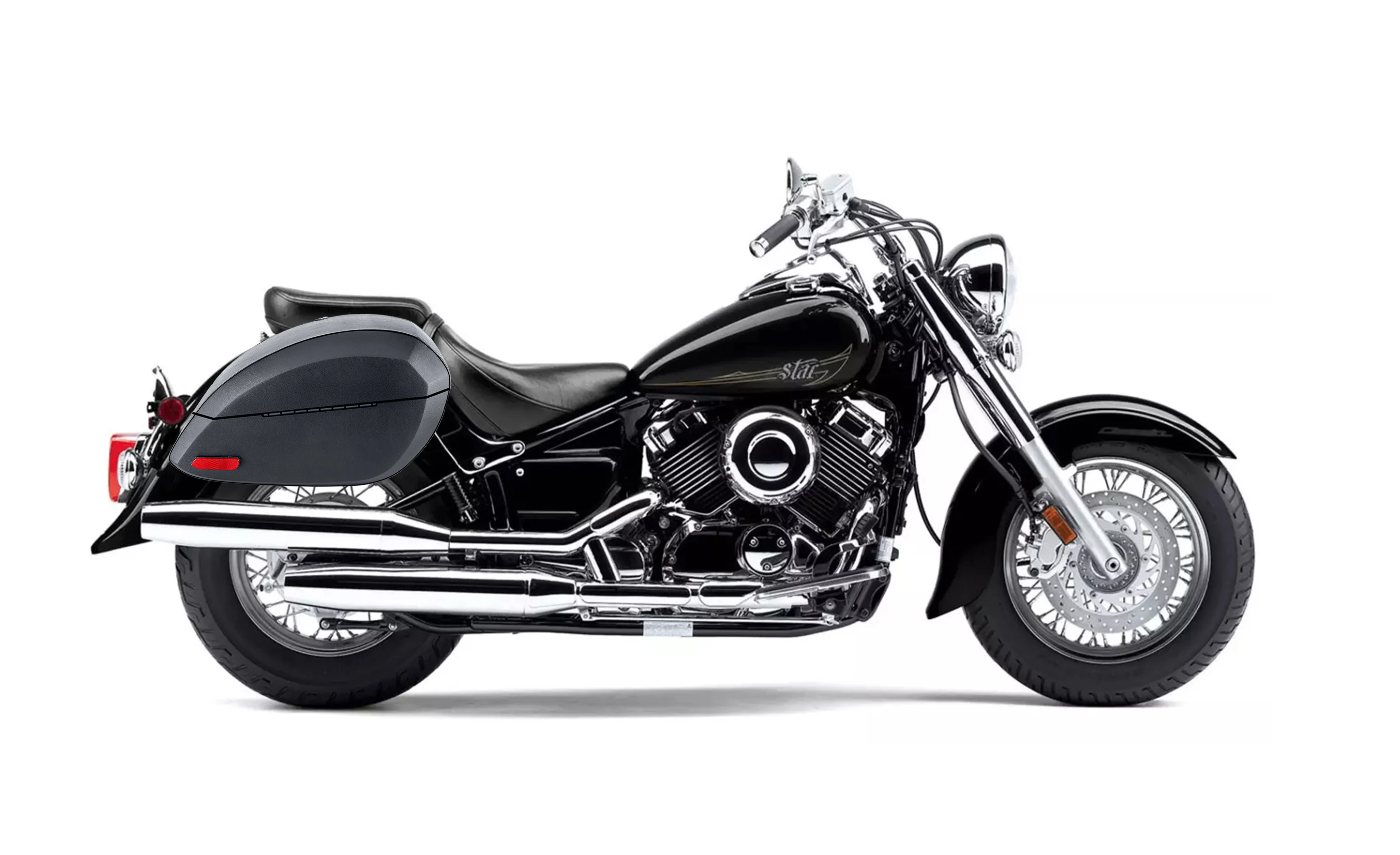 28L - Phantom Large Yamaha V Star 650 Classic XVS65A Leather Wrapped Motorcycle Hard Saddlebags - Image 2