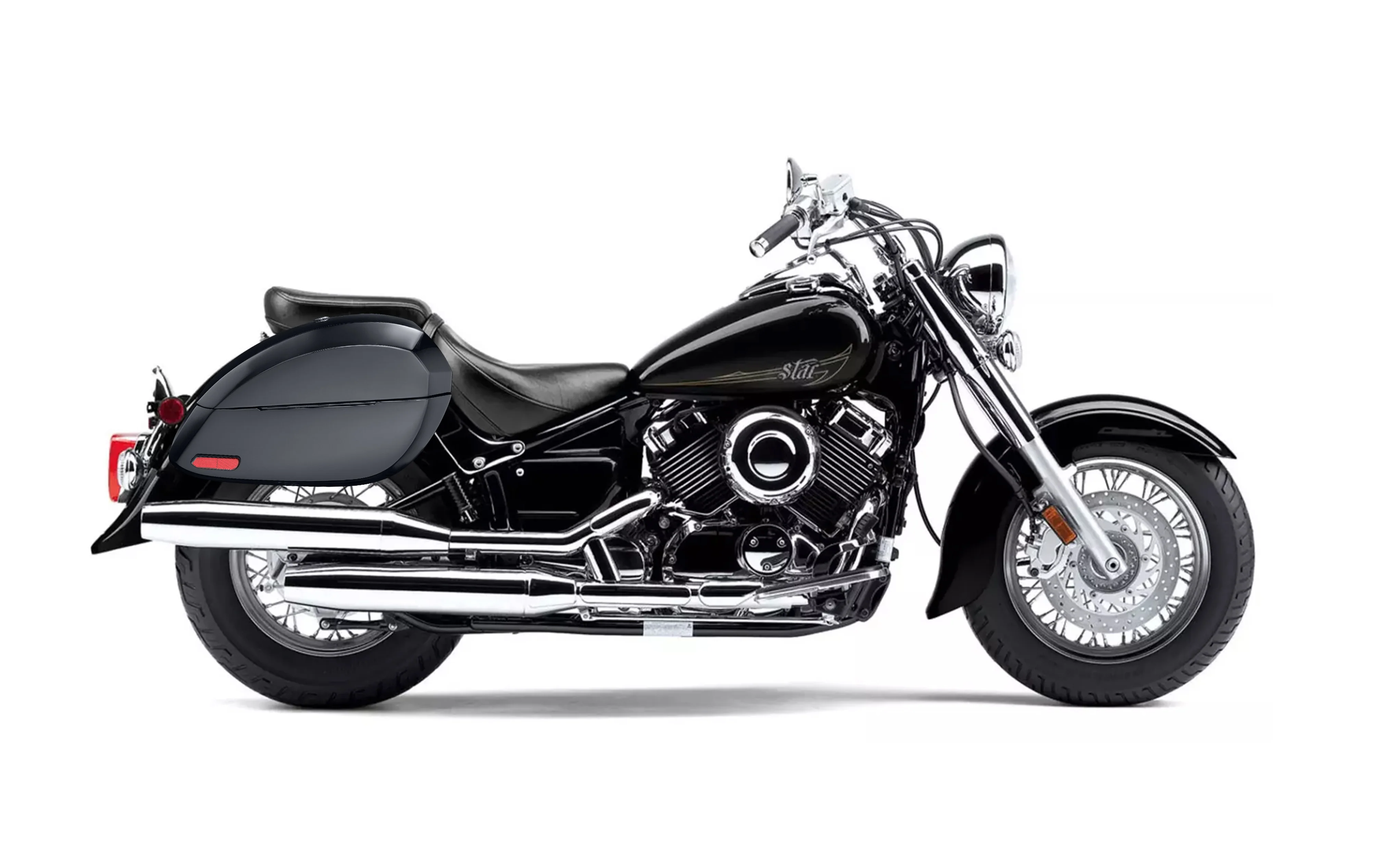 28L - Phantom Large Yamaha V Star 650 Classic XVS65A Painted Motorcycle Hard Saddlebags - Image 2