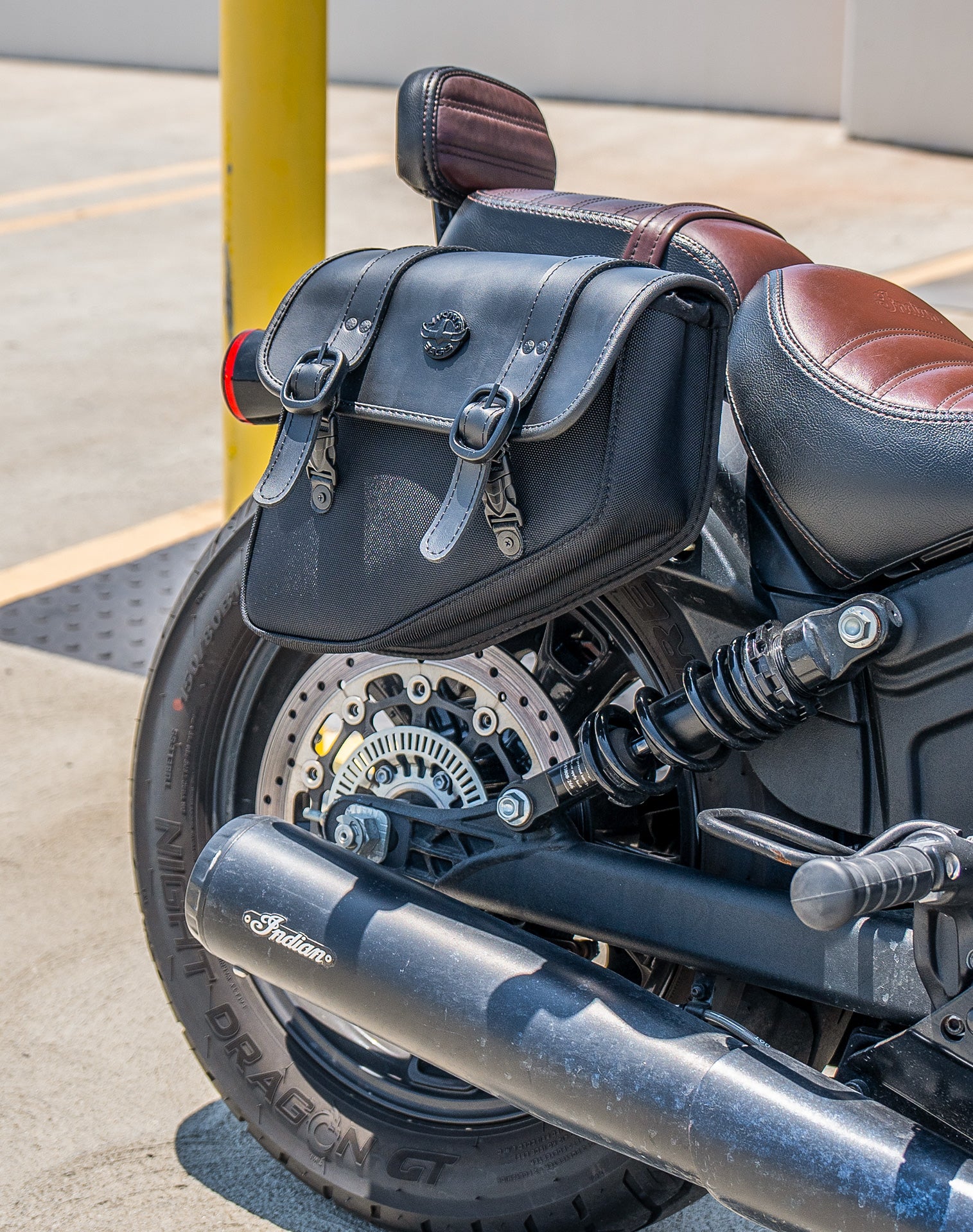 4L - Pony Indian Scout Bobber Leather Motorcycle Solo Bag (Right Only) - Image 5